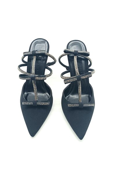 RUXENE TİRA TAŞLI KURDELE TASARIMLI BANT DETAY 10,5 CM TOPUKLU ABİYE AYAKKABI