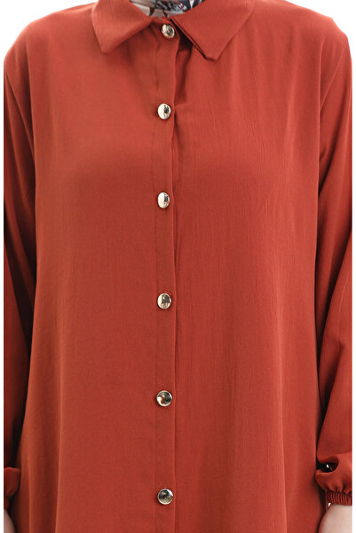 sefamerve Buttoned Long Tunic Trousers Double Suit 0089-07 Tile