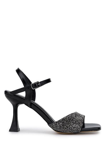 Tamer Tanca Women's Genuine Leather Black Heeled Shoes