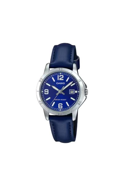 Casio ساعة كاسيو النسائية التناظرية ذات الميناء الأزرق - LTP-V004L-2BUDF