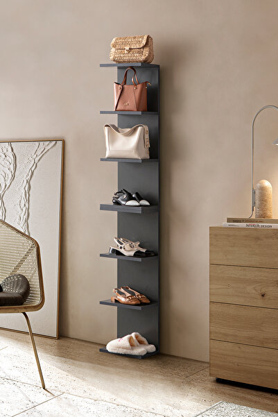 benim odam Diva Duvara Monte Duvar Rafı Çok Amaçlı Raf (2 Adet) (antrasit Gri)