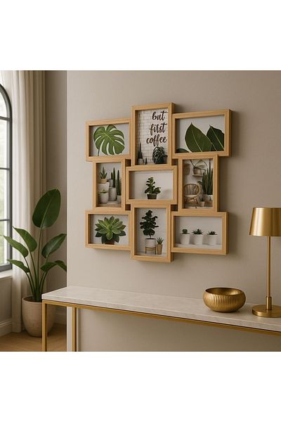 Gift Design Elegant photo frame, for 9 photos 10x15 cm, MDF, 44.5x4.7x44.5