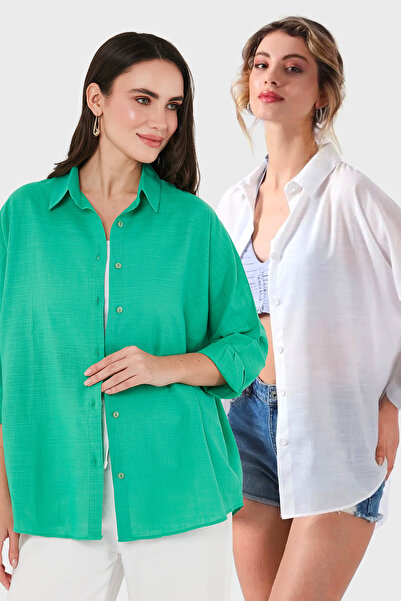 SD LUXURY Cotton Blend Oversize Fit Long Sleeve 2 Pack Shirt Shirt 6781001S2