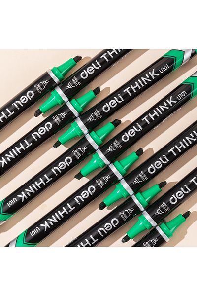 Deli EU10150 Permanent Marker, Chisel 1.5–5mm, Green, 12PCS – For Office, Warehouse & Labeling
