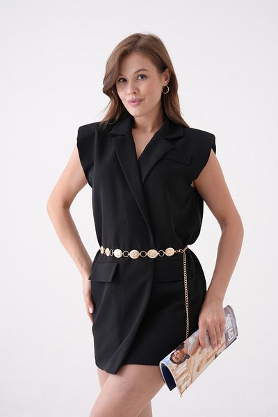 WOMAN VISION Accesoriu pentru damă cu relief auriu și centură cu lanț cu design inel 7650