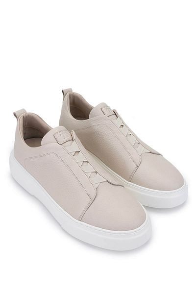 Tamer Tanca Men's Genuine Leather Beige Sneakers & Sports Shoes