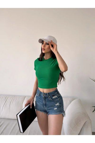 DFL Crew Neck Crop Ottoman T-Shirt