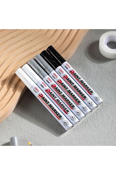 Deli EU500-BK Paint Marker, Black, 12PCS – For Metal, Glass, Plastic & Wood Marking