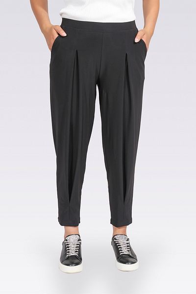 TOLGA SARAÇOĞLU 30273 Black Pile Detail Comfortable Cut Waist Elastic Knitted Pants