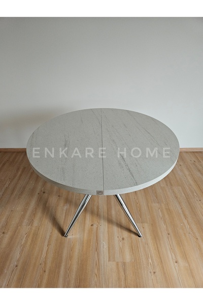 Enkare Oliva Yuvarlak Açılabilir Yemek Masası – 100x100 - 140 cm | 4-6 Kişilik | Mdf Mutfak ve Salon
