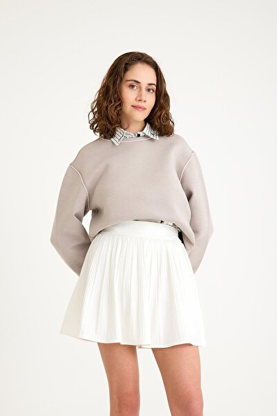 NİLİST Pilili İçi Şortlu Etek - Beyaz