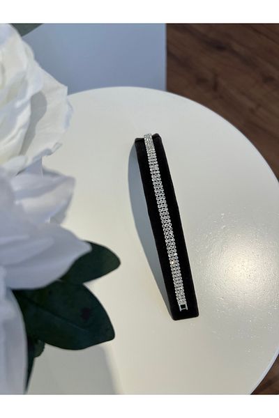 BEREN KILIÇ Silver Crystal Stone 3 Row Waterway Bracelet Promise Engagement Wedding Wedding Bracelet Gift Bracelet