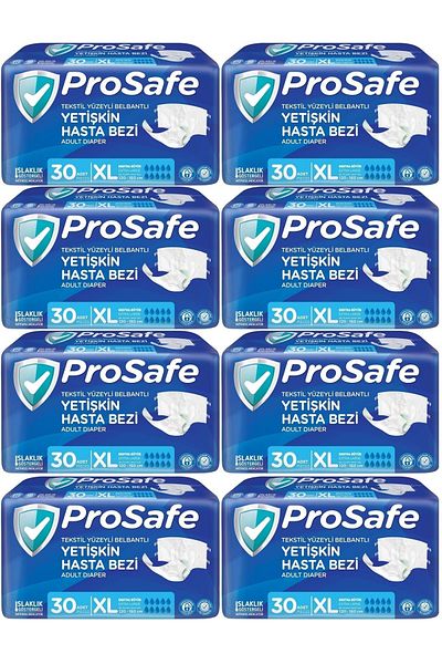 PROSAFE Patient Diapers Adult Waist Band Textile Surface Xl-Extra Large Size 240 Pieces (8Pk*30)