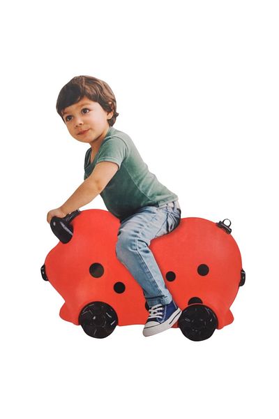 Gift Design Ladybug Kids Trolley – Ride-On Travel Suitcase, Cabin Approved, 52x21x32 cm