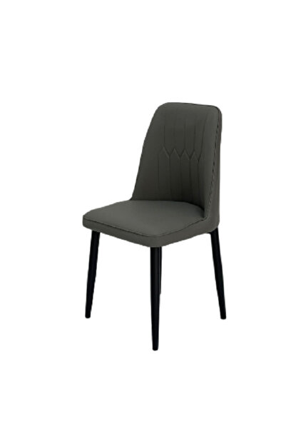 rexa كرسي طعام جانبي بدون أذرع مبطن بجلد نباتي، رمادي فاتح، 92*48*43 سم