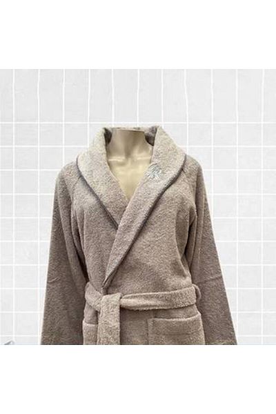 Canon Cannon Luxury Cotton Couples Bathrobe Set - 14 Pieces, Beige and Light Grey