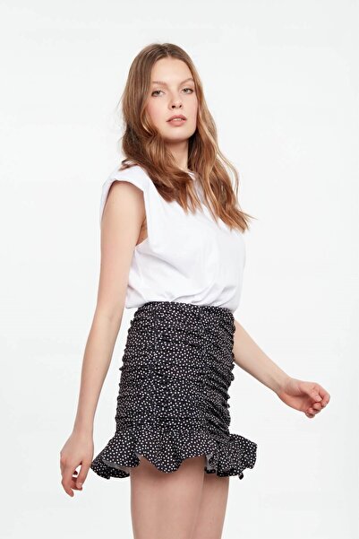 NİLİST Frilly Polka Dot Mini Skirt Black