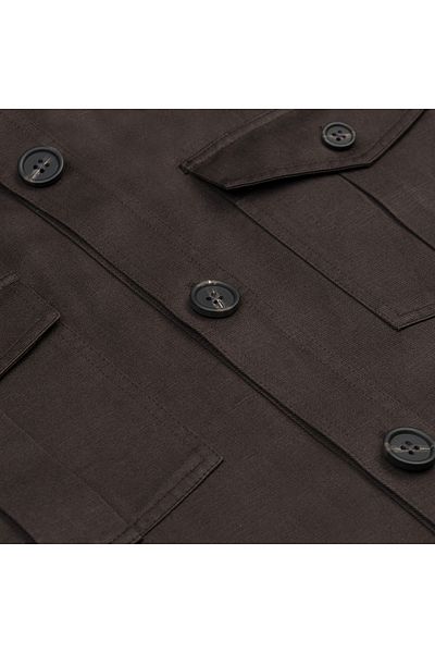 Germirli Bitter Brown Utility Cover Pocket Cotton Linen Safari Jacket Shirt
