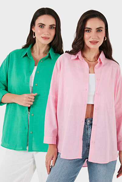 SD LUXURY Cotton Blend Oversize Fit Long Sleeve 2 Pack Shirt Shirt 6781001S2