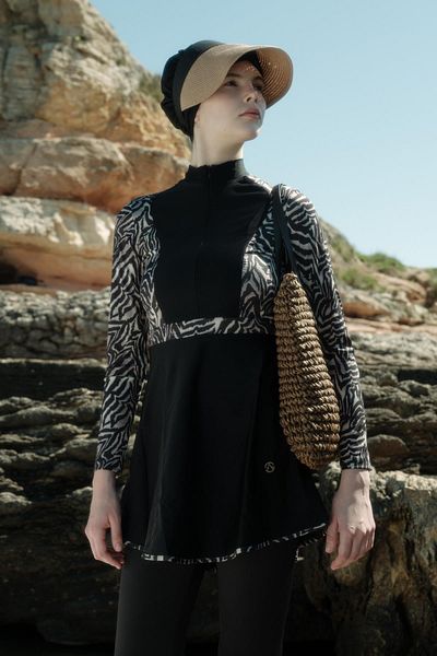 C&City Πλήρως καλυμμένο μαγιό 4 τεμαχίων Hijab C14013 Zebra