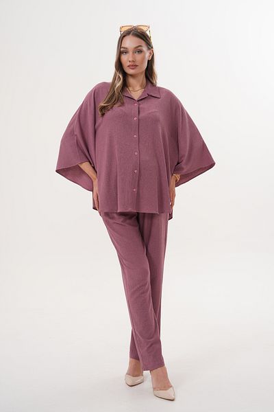Miss Dünya Lissa Front Button Shirt Collar Bat Sleeve Maternity and Maternity Bottom-Top Set