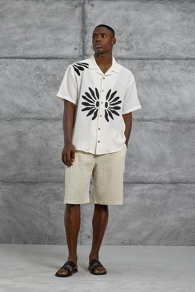 NOMARC Λευκό Nmrc Floral εμπριμέ κοντομάνικο πουκάμισο Oversize