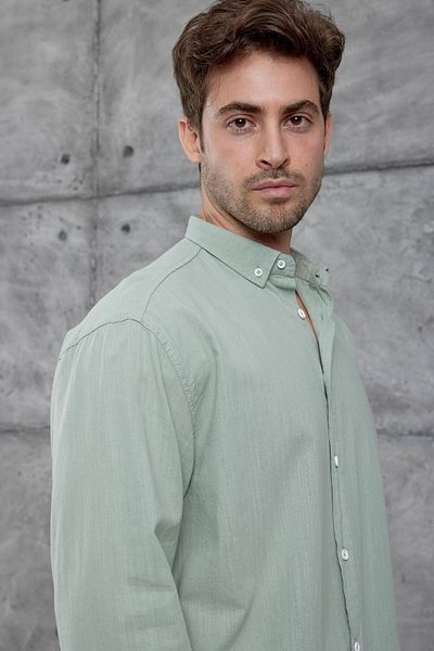 NOMARC Water Green Gst Linen Oversize Shirt
