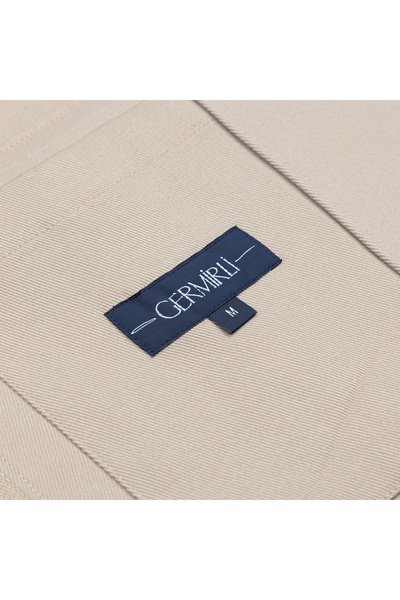Germirli Sand Beige Color Utility Cotton Jacket Shirt with Cover Pocket