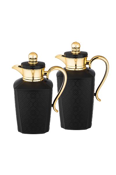ALSAIF Saif Tina Thermos Set, Insulated for Tea and Coffee, 2 Pieces, 0.7/1.0 Liter, Matte Black