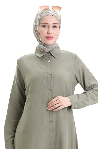 sefamerve Düğmeli Viskon Tunik 6116-05 Haki