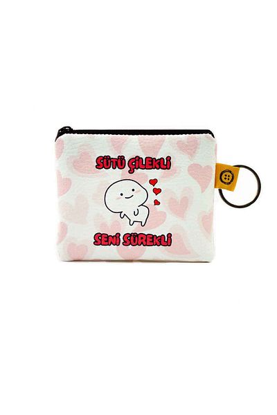 PALTO TASARIM Milk Strawberry You Continuously Printed Coin Purse