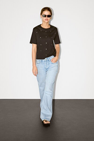 Massimo Dutti Kuşgözü detaylı oversize t-shirt