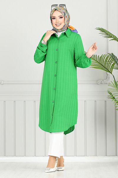 ModaMerve Πουκάμισο γιακά Hijab Tunic 4448KTR927-M Πράσινο