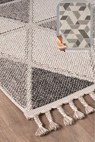 SANRUGS Home & Living Bukleli Modern Iskandinav Makine Halısı Yolluk Antre Mutfak Salon Oturma Odası Koridor Sisal