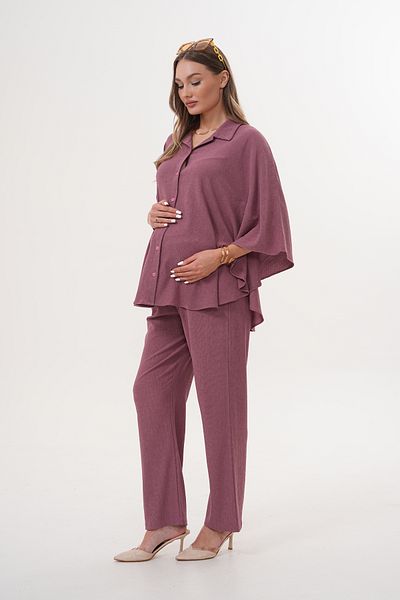 Miss Dünya Lissa Front Button Shirt Collar Bat Sleeve Maternity and Maternity Bottom-Top Set