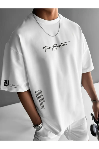 Keywest Unisex Boston Written Oversize T-shirt