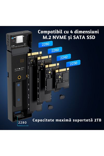 LUVLU SSD Portable Enclosure Adapter M.2 NVMe/NGFF Compatible M Key/B+M Key, USB 3.1 Gen 2 (10 Gbps)
