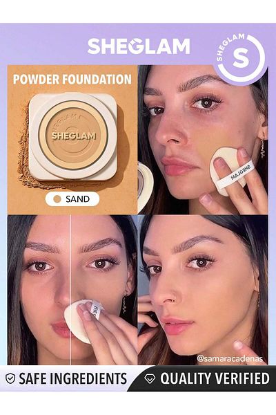 SHEGLAM Skin-Focus High Coverage Powder Foundation-Sand