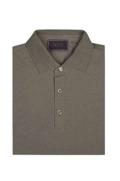 Gallus Olive Green Polo Neck Pique Cotton Regular Fit T-Shirt