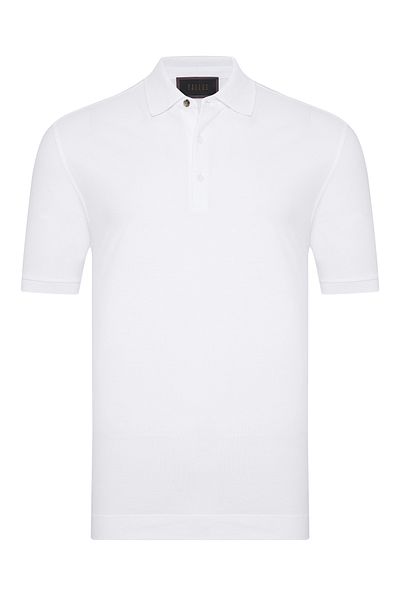 Gallus White Polo Neck Pique Cotton Regular Fit T-Shirt