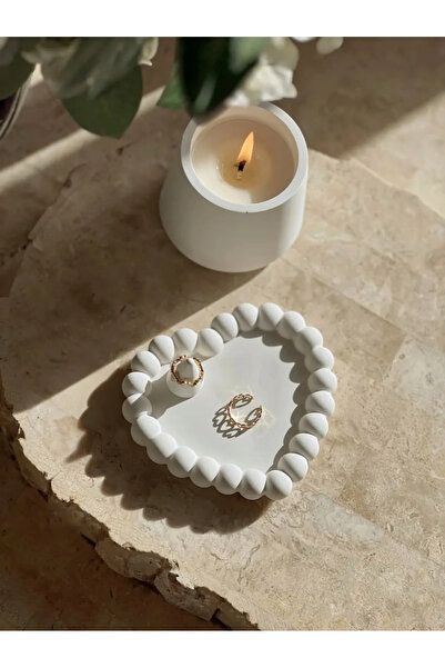 Papatya Heart Bubble Decorative Plate Concrete Object