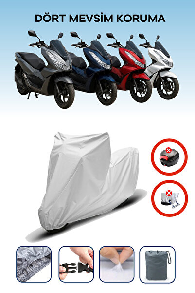 Breen Gri, Honda PCX Modellere Uyumlu Motosiklet Brandası Motor Örtüsü Arka Çanta ve Kilit Uyumsuz
