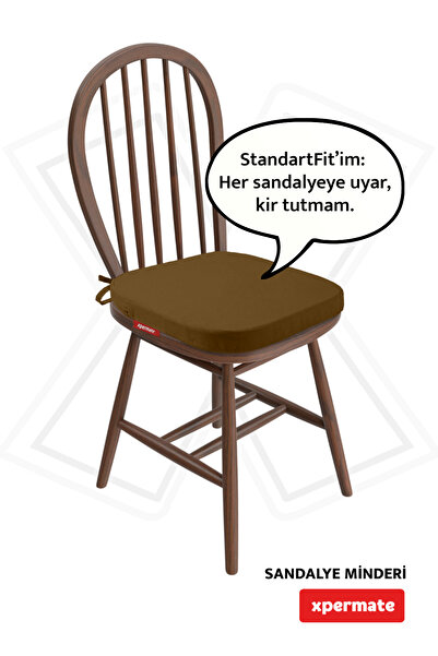 XPERMATE StandartFit Oval Sandalye Minderi Fermuarlı Yıkanabilir Kılıf Bağcık...
