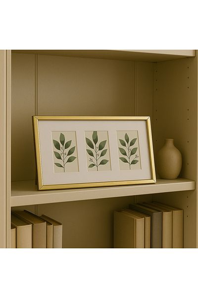 Gift Design Elegant photo frame, made of metal, 22x12 cm, gold color