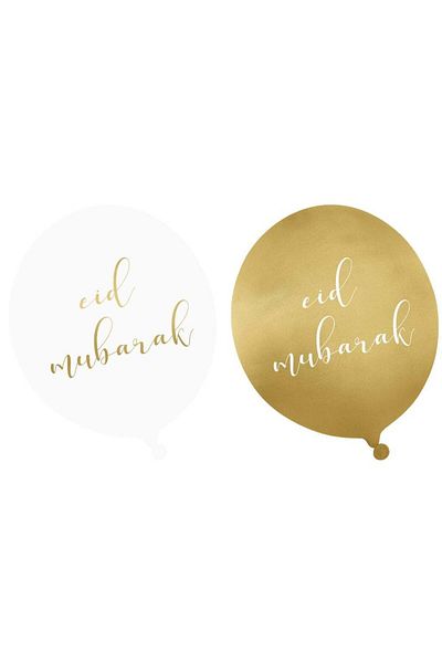 Peacock Supplies 10 Pack White & Gold Eid Party Balloons