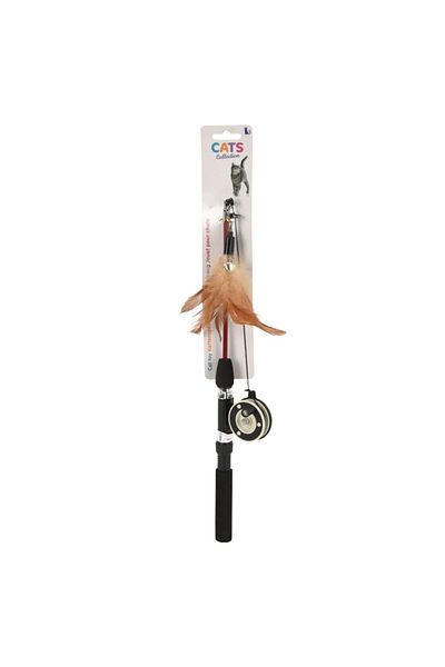 Gift Design Interactive cat toy, fishing rod model with feathers, 77 cm