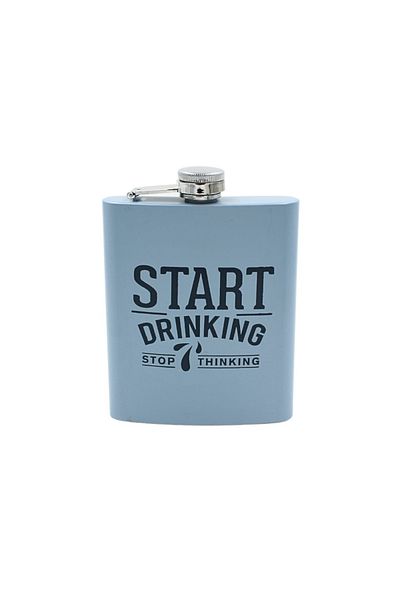 Gift Design Stainless steel bottle, Start Drinking, Stop Thinking message, 270 ml