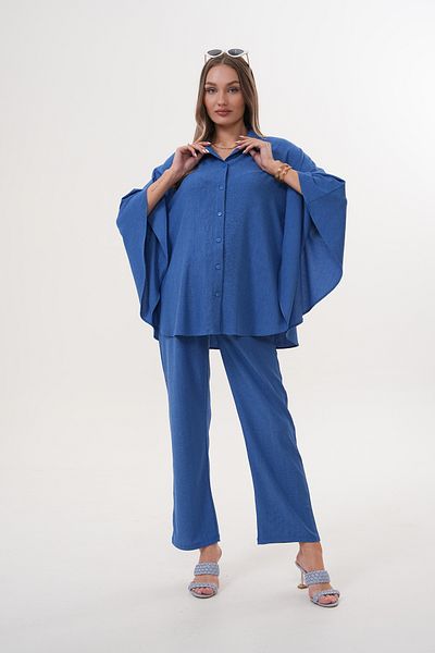 Miss Dünya Lissa Front Button Shirt Collar Bat Sleeve Maternity and Maternity Bottom-Top Set