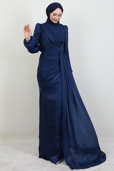 GİYZAMİLA Βραδινό φόρεμα Lorea Stone Navy Blue