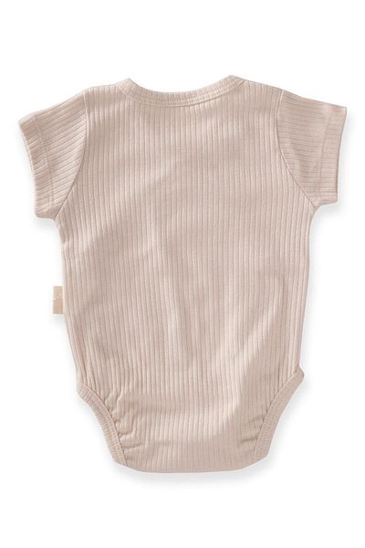 Cigit Ribbed Double Breasted Bodysuit 0-6 Months Light Beige